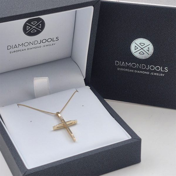 12190a-4-F Γυναικείος σταυρός με αλυσίδα Diamondjools από χρυσό Κ18 με διαμάντια