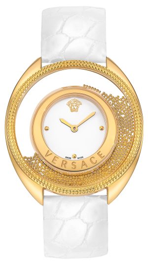 1221_geormas Γυναικείο ρολόι VERSACE Destiny Spirit 86Q70D002 με λευκό δερμάτινο λουρί