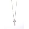 Κολιέ σταυρουδάκι από λευκό χρυσό Κ14 με ζιργκόν