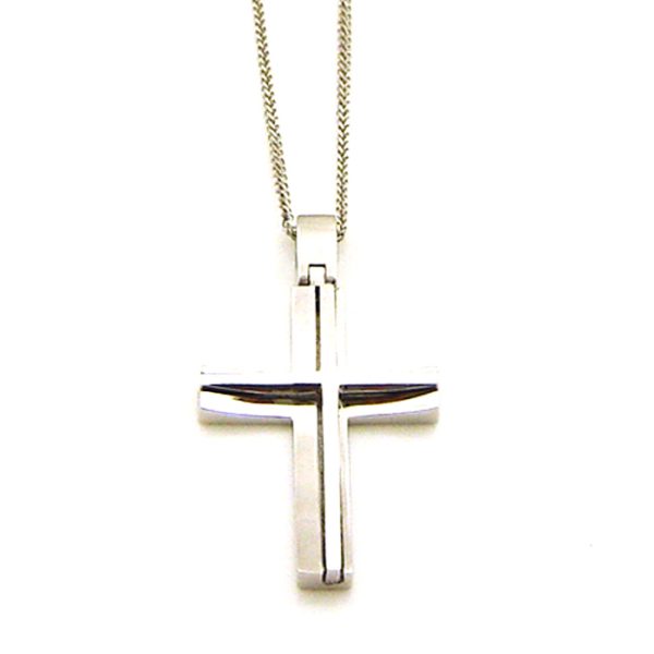 Ανδρικός σταυρός από λευκό χρυσό Κ14