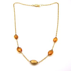 Γυναικείο κολιέ από κίτρινο χρυσό Κ18 με κίτρινα τοπάζια