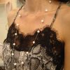 13602-2 Γυναικείο κολιέ από κίτρινο χρυσό Κ14 με μαργαριτάρια