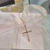 Γυναικείος σταυρός από κίτρινο χρυσό Κ14 με διαμάντια