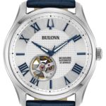Ανδρικό ρολόι BULOVA Wilton Self-Winding Mechanical με μπλε δερμάτινο λουράκι