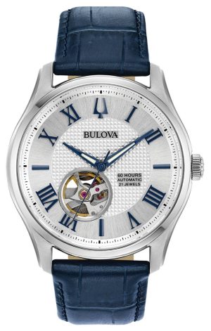 Ανδρικό ρολόι BULOVA Wilton Self-Winding Mechanical με μπλε δερμάτινο λουράκι