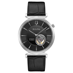 Ανδρικό ρολόι BULOVA Mechanical Collection Regatta με μαύρο δερμάτινο λουρί
