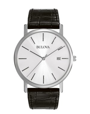 1431_geormas Ανδρικό ρολόι BULOVA Dress 96B104 με μαύρο δερμάτινο λουρί