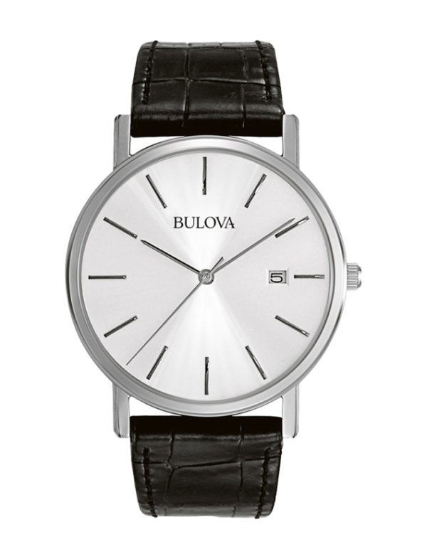1431_geormas Ανδρικό ρολόι BULOVA Dress 96B104 με μαύρο δερμάτινο λουρί