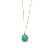 14353-F Γυναικείο κολιέ από κίτρινο χρυσό Κ9 με Turquoise