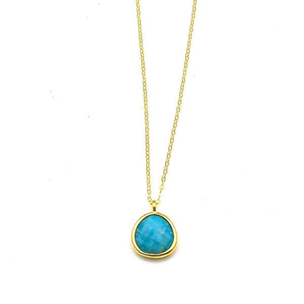 Γυναικείο κολιέ από κίτρινο χρυσό Κ9 με Turquoise