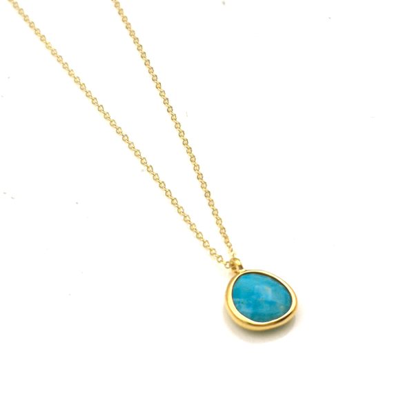 Γυναικείο κολιέ από κίτρινο χρυσό Κ9 με Turquoise