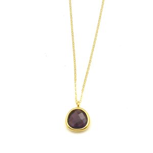 14354-F Γυναικείο κολιέ από κίτρινο χρυσό Κ9 με Amethyst