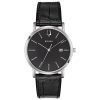 1437_geormas Ανδρικό ρολόι BULOVA Dress Collection με μαύρο δερμάτινο λουρί