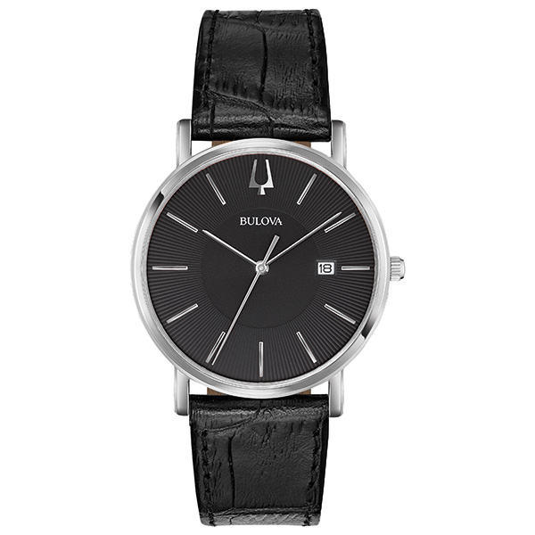 1437_geormas Ανδρικό ρολόι BULOVA Dress Collection με μαύρο δερμάτινο λουρί