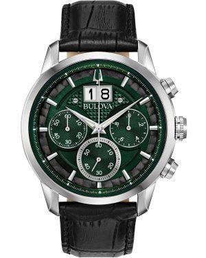 Ανδρικό ρολόι BULOVA Sutton Marine Star Collection με δερμάτινο μαύρο λουράκι