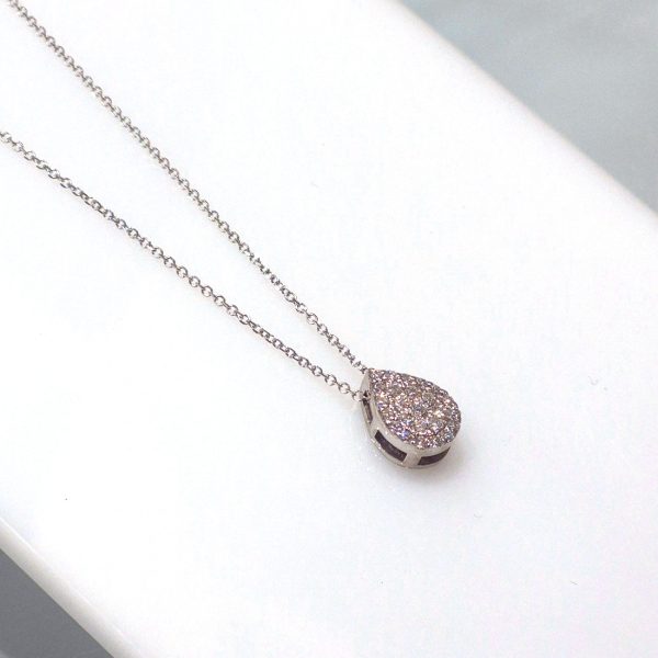 14581-1-F Κολιέ pear shape DIAMONDJOOLS Invisible από λευκό χρυσό Κ18 με διαμάντια