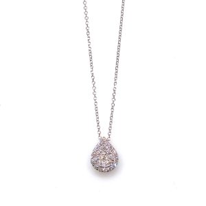 Κολιέ pear shape DIAMONDJOOLS Invisible από λευκό χρυσό Κ18 με διαμάντια