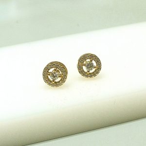 Σκουλαρίκια ροζέτες DIAMONDJOOLS από κίτρινο χρυσό Κ18 με διαμάντια
