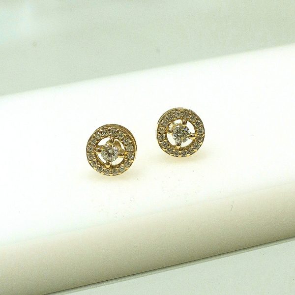 14587-F Σκουλαρίκια ροζέτες DIAMONDJOOLS από κίτρινο χρυσό Κ18 με διαμάντια