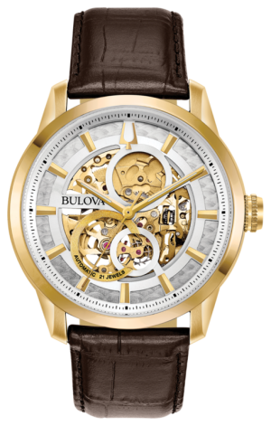 Ανδρικό ρολόι BULOVA Sutton Self-Winding Mechanical με καφέ δερμάτινο λουράκι