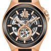 Ανδρικό ρολόι BULOVA Maquina Self-Winding Mechanical  με μαύρο λουράκι από καουτσούκ