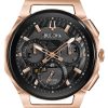 Αντρικό ρολόι BULOVA Curv Chronograph με μαύρο λουρί από καουτσούκ