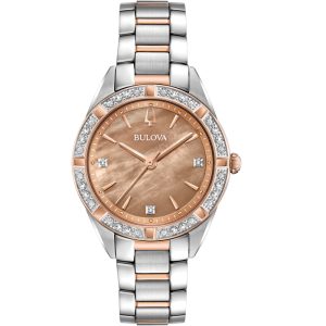 Γυναικείο ρολόι BULOVA Diamond Collection Sutton με μπρασελέ δίχρωμο