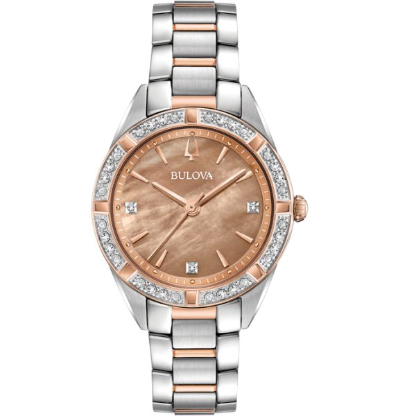 Γυναικείο ρολόι BULOVA Diamond Collection Sutton με μπρασελέ δίχρωμο
