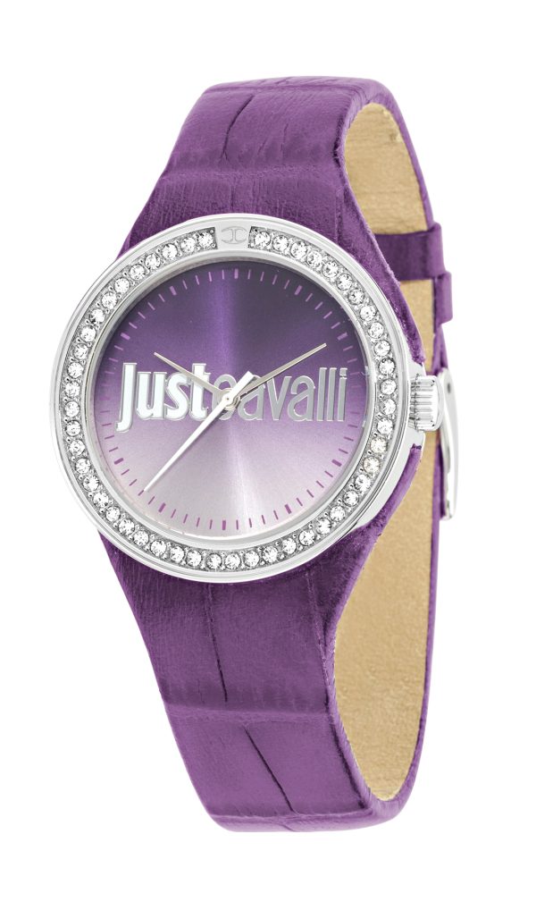 1591_geormas Γυναικείο ρολόι JUST CAVALLI Just Shade R7251201504 με μωβ δερμάτινο λουρί