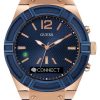 Ρολόι Smart watch GUESS CONNECT με μπλε καουτσούκ