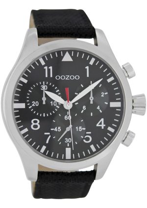 Γυναικείο ρολόι OOZOO C6799 με μαύρο δερμάτινο λουρί