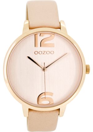 1702_geormas Γυναικείο ρολόι OOZOO C7901 με nude δερμάτινο λουρί