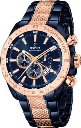 Ανδρικό ρολόι FESTINA F16886/1 Chronograph με μπρασελέ δίχρωμο