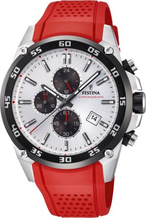 Ανδρικό ρολόι FESTINA F20330/1 Chronograph με κόκκινο λουρί σιλικόνης