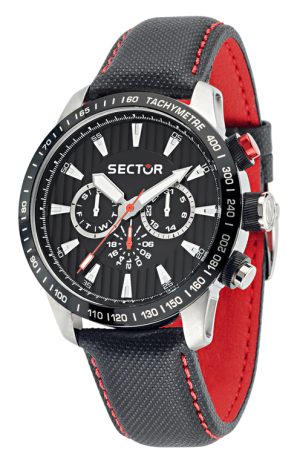 Ανδρικό ρολόι SECTOR Racing 850 R3251575008 με μαύρο δερμάτινο λουρί