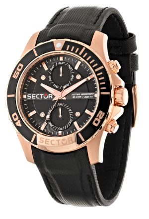 Ανδρικό ρολόι SECTOR Racing 99 R3251577004 με μαύρο δερμάτινο λουρί