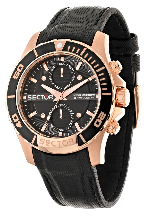1930_geormas Ανδρικό ρολόι SECTOR Racing 99 R3251577004 με μαύρο δερμάτινο λουρί