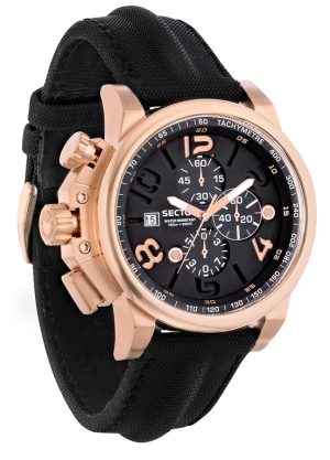 Ανδρικό ρολόι SECTOR Action 450 R3271776002 με μαύρο δερμάτινο λουρί