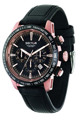 Ανδρικό ρολόι SECTOR Racing 850 R3271975001 με μαύρο δερμάτινο λουρί