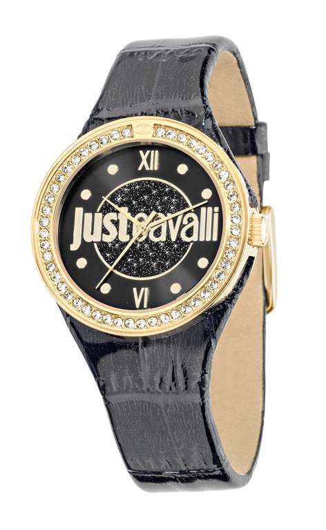 1972_geormas Γυναικείο ρολόι JUST CAVALLI Just Shade R7251201501 με μαύρο δερμάτινο λούρι