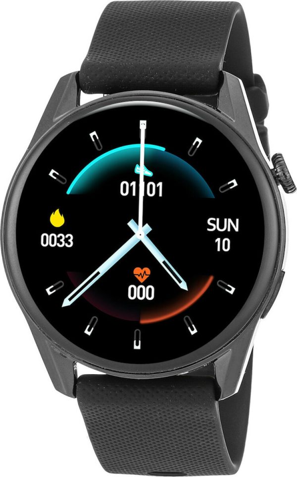 20211004143149_3guys_3gw4641_45mm_mayro Unisex ρολόι 3GUYS Smartwatch με μαύρο λουρί σιλικόνης