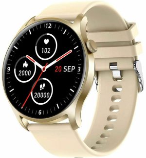 20220420162210_3guys_3gw8804_43mm_smartwatch_me_palmografo_mpez Unisex ρολόι 3GUYS Smartwatch με μπεζ λουρί σιλικόνης
