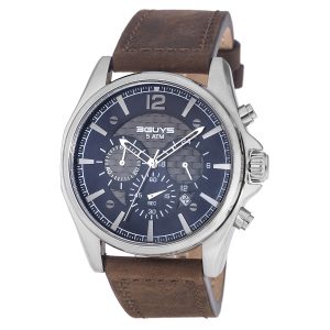 20241107115346_3guys_roloi_chronografos_mpatarias_me_kafe_dermatino_louraki_3g46005 Ανδρικό ρολόι 3GUYS Chronograph με δερμάτινο καφέ λουρί