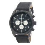 Ανδρικό ρολόι 3GUYS Chronograph με μαύρο δερμάτινο λουρί