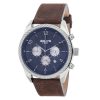 Ανδρικό ρολόι 3GUYS Chronograph με καφέ δερμάτινο λουρί