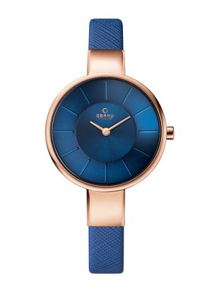 Γυναικείο ρολόι OBAKU Sol Navy με μπλε δερμάτινο λουρί