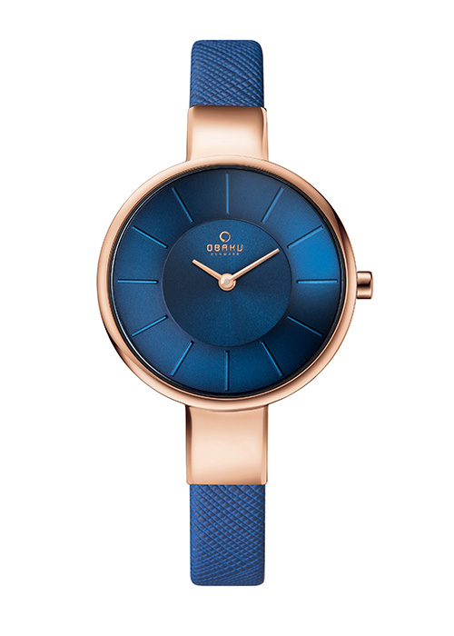 Γυναικείο ρολόι OBAKU Sol Navy με μπλε δερμάτινο λουρί