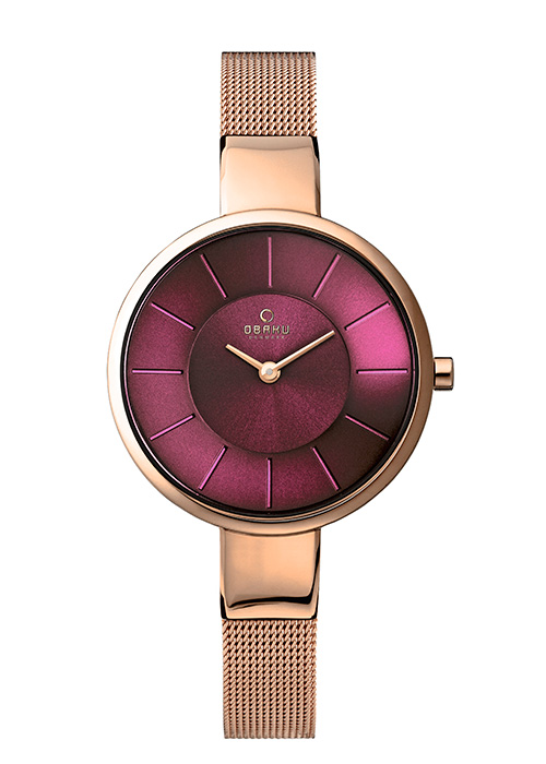 2100_geormas Γυναικείο ρολόι OBAKU Sol Ruby με μπρασελέ