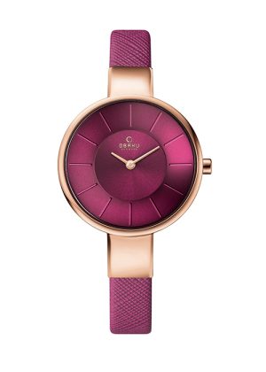 Γυναικείο ρολόι OBAKU Sol Cherry με κερασί δερμάτινο λουρί
