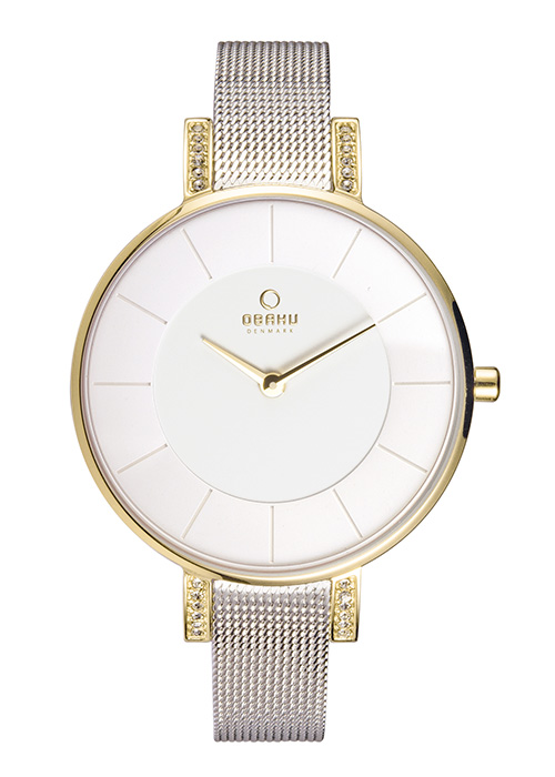 2102_geormas Γυναικείο ρολόι OBAKU Lun Gold Bl δίχρωμο με μπρασελέ
